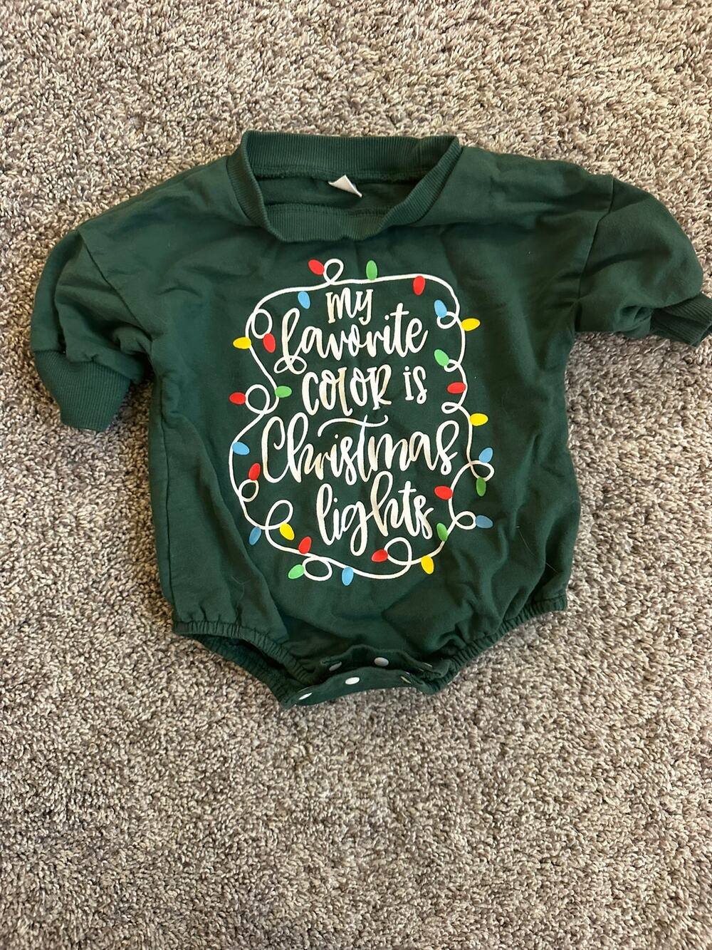 Christmas Lights Baby Sweatshirt Bubble Romper Size 70 3-6M